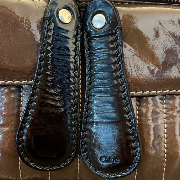 Authentic Chloe Patent Leather Bag in Glossy Olive-Brown - Picture 3 of 7